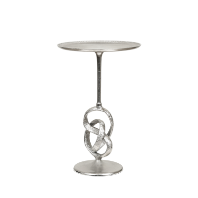 60cm Nickel Twisted Metal Accent Table