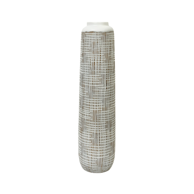 60cm White and Brown Polyresin Vase