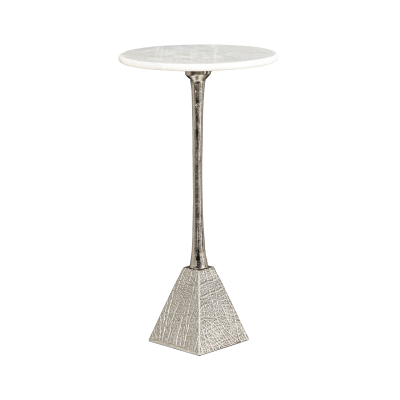 Ella Nickel Metal Side Table with White Marble Top