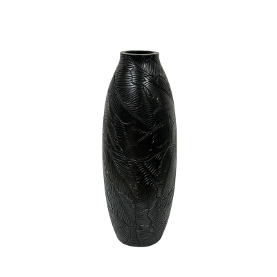 43cm Black Leaves Polyresin Vase