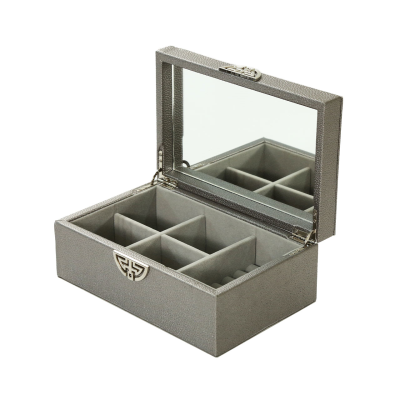 Pewter Faux Litchi Grain Jewellery Box