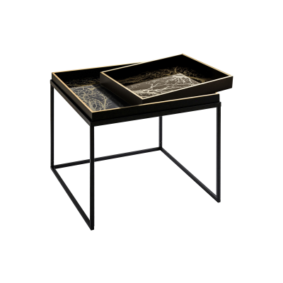 Set of 2 Black and Gold Nesting Tables