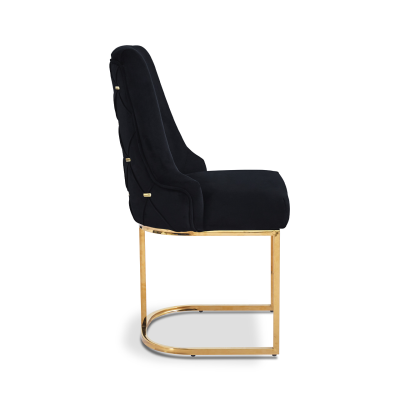 Casas Black Velvet Dining Chair with Gold Legs