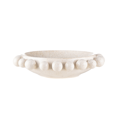 7cm White Ceramic Bobble Edged Round Dish