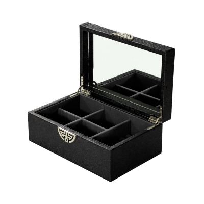Black Faux Litchi Grain Jewellery Box