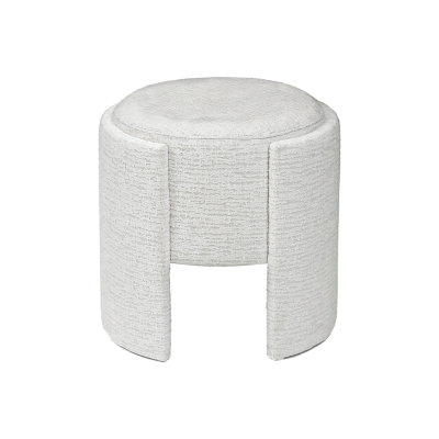 43cm Ivory Chenille Round Stool