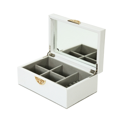 White Faux Litchi Grain Jewellery Box
