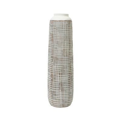 50cm White and Brown Polyresin Vase
